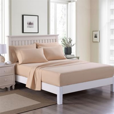 JML Bed Sheet, Full Sheet Set 3000 Thread Count Microfiber Bed Sheet Set Deep Pocket Up to 14" - Soft Wrinkle & Fade Resistant, Hypoallergenic Hotel Luxury Collection Bedding Set, Beige