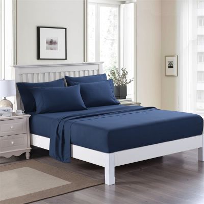JML Bed Sheet,  Deep Pocket Up to 14" - Hotel Luxury Collection 3000 Series Microfiber, Soft Breathable Wrinkle & Fade Resistant Bedding Set, Navy