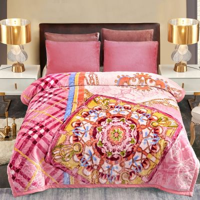 JML Plush Raschel Blanket, Korean Mink Blankets - Silky Soft, 2 Ply Printed Fleece Blanket,Pink