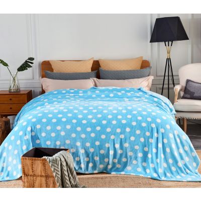 JML Plush Blanket, 300GSM Super Soft Warm Printed Flannel Fleece Blanket for Couch and Sofa (Polka Dot Blue, Queen)