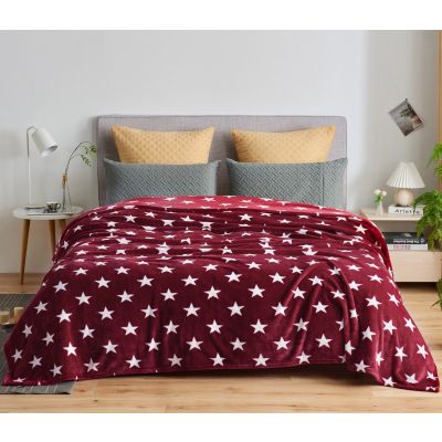 JML Plush Blanket, 300GSM Super Soft Warm Printed Flannel Fleece Blanket for Couch and Sofa (Star Red, Queen)