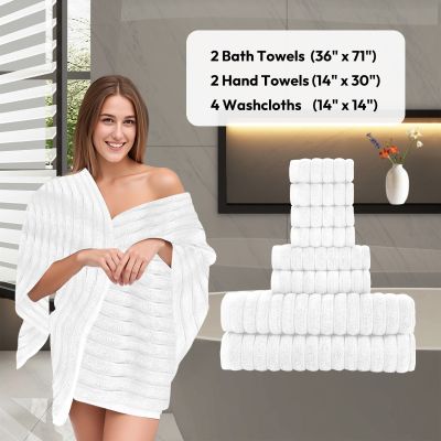 JML 24 PCS Bath Towel Set 36" x 71"Extra Wide Cotton Bath Towel Set - Extra Large & Highly Absorbent - Includes 4 Luxury Bath Towels (36”x71”), 4 Hand Towels (14”x30”), and 8 Washcloths (14”x14”) for Bathroom, Bigger & Lighter, Faster Drying, Lighter Weig