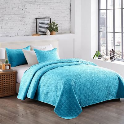 JML Quilt Set, 320GSM, 3-Piece Solid Lightweight Quilt Cover Bedding Set(Royal Blue)