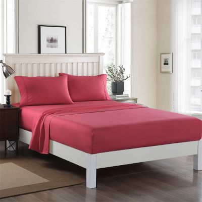 JML Bed Sheet Set, 4 Piece Bedding Sheet - Soft Brushed Microfiber with 14" Deep Pocket, Wrinkle & Fade Resistant, Hypoallergenic (Burgundy)