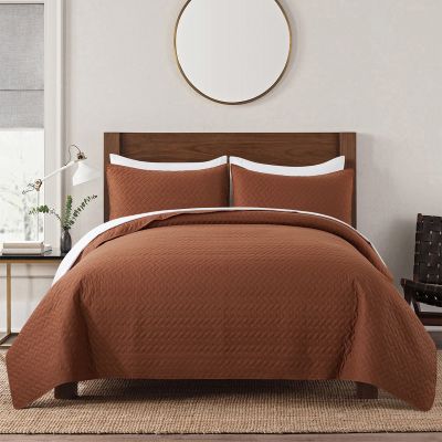 JML Quilt Set 3-Piece Bedspread Coverlet with Shams - Soft Brushed Microfiber, Lightweight Hypoallergenic All-Season Quilt Bedding (Mocha Bisque)