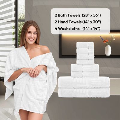 JML 8 PCS Bath Towel Set 28" x 56"Extra Wide Cotton Bath Towel Set - Extra Large & Highly Absorbent - Includes 2 Luxury Bath Towels (28”x56”), 2 Hand Towels (14”x30”), and 4 Washcloths (14”x14”) for Bathroom, Bigger & Lighter, Faster Drying, Lighter Weigh
