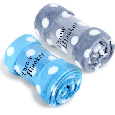 2 Pack Super Soft Flannel Fleece Throw Blanket 50 x 60 Inch, Polk Dot