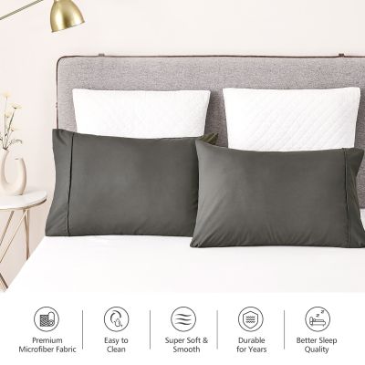 2 Pack Microfiber Pillowcase for Hair and Skin-Dark Grey-Queen