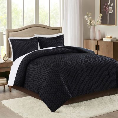 3 Pieces Clipped Jacquard Diamond Comforter Set