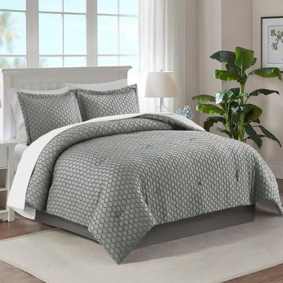 3 Pieces Clipped Jacquard Diamond Comforter Set