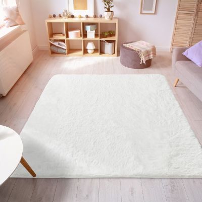 Soft Fuzzy Area Rugs for Bedroom Living Room-White
