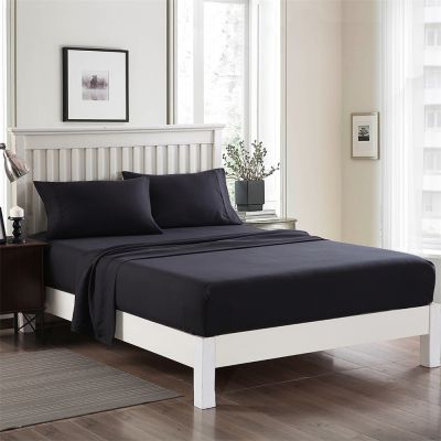 JML Bed Sheet, 4 Pieces Full Sheet Set Deep Pocket Up to 14" - Hotel Luxury Collection 3000 Series Microfiber, Soft Breathable Wrinkle & Fade Resistant, Hypoallergenic Bedding Set, Black