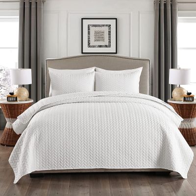3 Piece Microfiber Quilt Set with Shams White