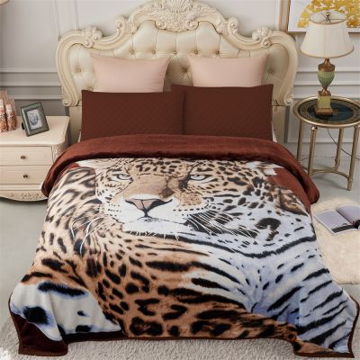Heavy Korean Mink Fleece Blanket – 2 Ply Reversible 520GSM Silky Soft Plush Warm Blanket for Autumn Winter,Tiger & leopard