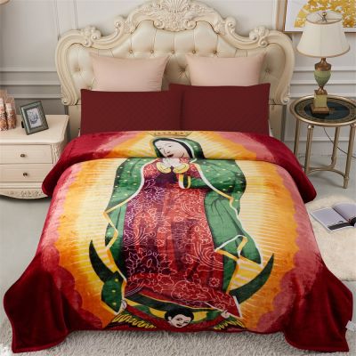 Heavy Korean Mink Fleece Blanket – 2 Ply Reversible 520GSM Silky Soft Plush Warm Blanket for Autumn Winter,Maria & Flower