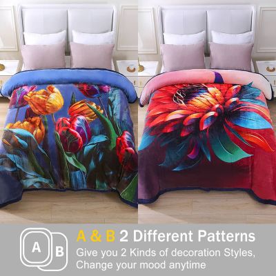 JML Mink Fleece Blanket King Size 85" x 93", 3-Ply Reversible A & B Printed Soft Plush Bed Blanket, 8lbs Heavy Thick Winter Warm Blanket