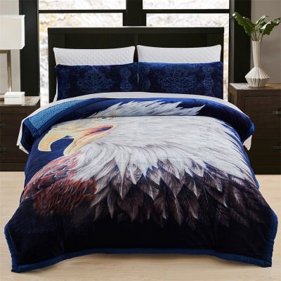 JML Sherpa Flannel Blanket, 3-Piece Fleece Blanket King with Pillow Shams, Eagle