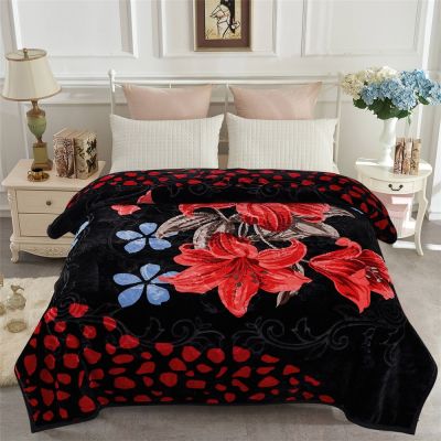 Heavy Korean Mink Fleece Blanket – 2 Ply Reversible 520GSM Silky Soft Plush Warm Blanket for Autumn Winter, Black