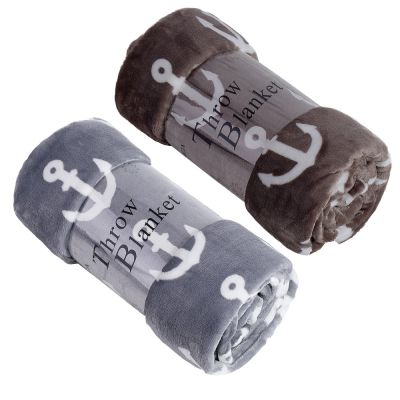 2 Pack Super Soft Flannel Fleece Throw Blanket 50 x 60 Inch, Anchor