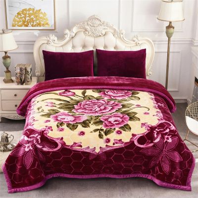 JML Fleece Blanket, Plush Blanket King Size 85" x 93", 10 Pounds Heavy Korean Style Mink Blanket - Silky Soft and Warm, 2 Ply A&B Printed Raschel Bed Blanket, Purple Flower