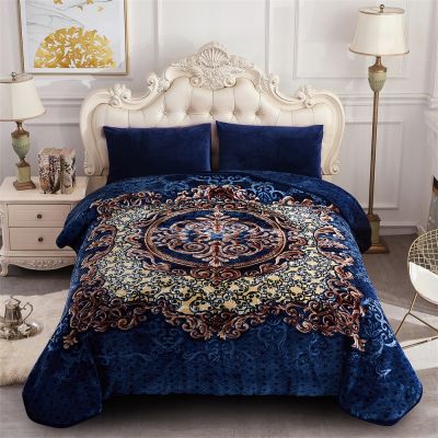 JML Fleece Blanket King Size, Heavy Korean Mink Blanket 85 X 95 Inches- 9 Lbs, Single Ply, Soft and Warm, Thick Raschel Printed Mink Blanket for Autumn,Winter,Bed,Home,Gifts, Navy