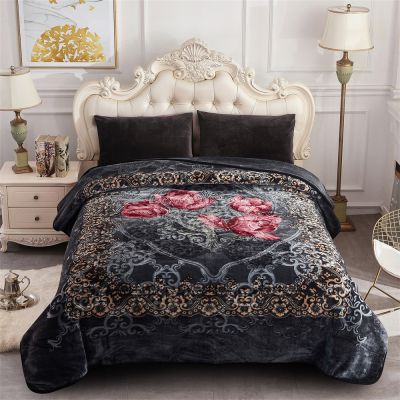 JML Fleece Blanket King Size, Heavy Korean Mink Blanket 85 X 95 Inches- 9 Lbs, Single Ply, Soft and Warm, Thick Raschel Printed Mink Blanket for Autumn,Winter,Bed,Home,Gifts, Dark gray
