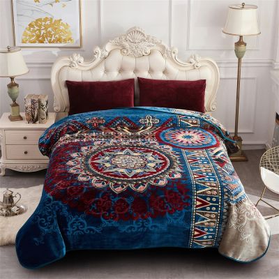 JML Fleece Blanket King Size, Heavy Korean Mink Blanket 85 X 95 Inches- 9 Lbs, Single Ply, Soft and Warm, Thick Raschel Printed Mink Blanket for Autumn,Winter,Bed,Home,Gifts, Blue