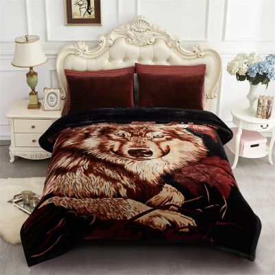 JML Fleece Blanket, Plush Blanket King Size 85" x 93", 10 Pounds Heavy Korean Mink Blanket - Silky Soft and Warm, 2 Ply A&B Printed Raschel Bed Blanket, Wolfs