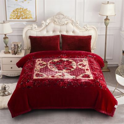 JML Fleece Blanket, Plush Blanket King Size 85" x 93", 10 Pounds Heavy Korean Style Mink Blanket - Silky Soft and Warm, 2 Ply A&B Printed Raschel Bed Blanket, Red Rose