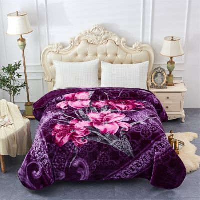 JML Fleece Blanket King Size, Heavy Korean Mink Blanket 85 X 95 Inches- 9 Lbs, Single Ply, Soft and Warm, Thick Raschel Printed Mink Blanket for Autumn,Winter,Bed,Home,Gifts, Purple Flower