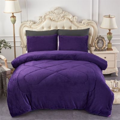 JML 3- Pieces Sherpa Blanket - Super Soft Warm, Korean Style Reversible Winter Borrego Blanket-purple