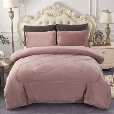 JML 3- Pieces Sherpa Blanket - Super Soft Warm, Korean Style Reversible Winter Borrego Blanket-Woodrose